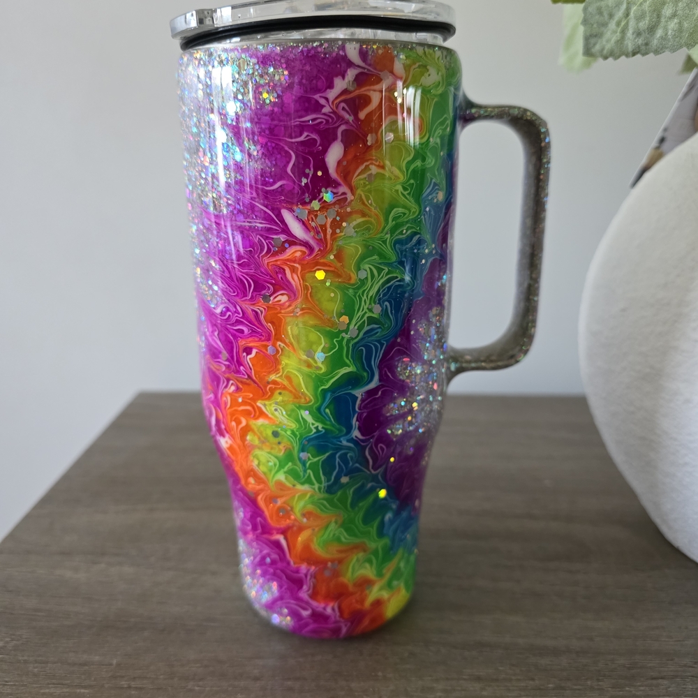 Rainbow Swirl Glitter Tumbler